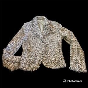 Lipstick gray blue threaded business blazer coat